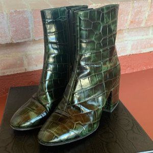 Dries Van Noten Printed Croc Booties in Forest